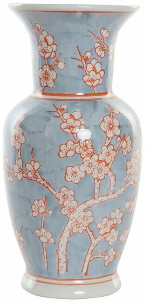 Vase DKD Home Decor 13 x 13 x 31 cm Porzellan Blau Orange Orientalisch Bild 1