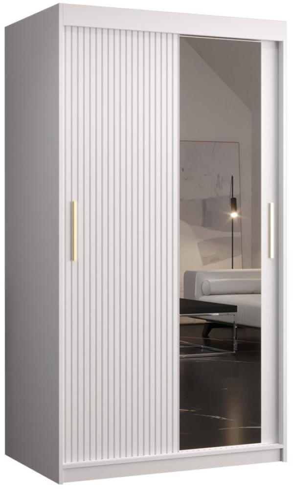 'Kirtan Slim 2' Kleiderschrank mit Frontspiegel, weiß, 100 cm Bild 1