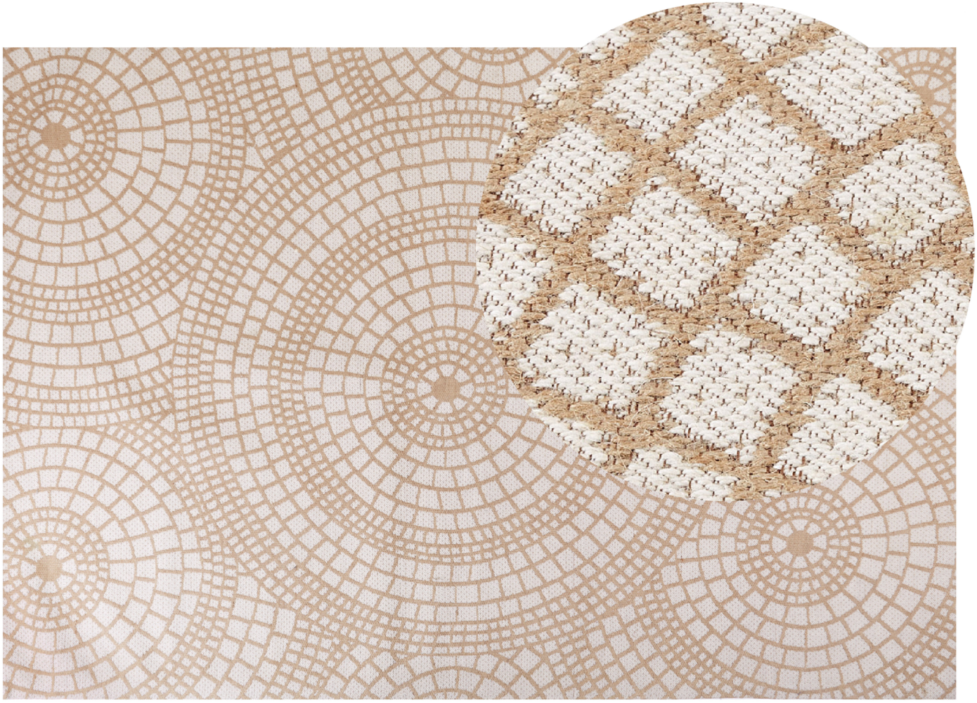 Teppich Jute beige weiß 200 x 300 cm geometrisches Muster Kurzflor ARIBA Bild 1