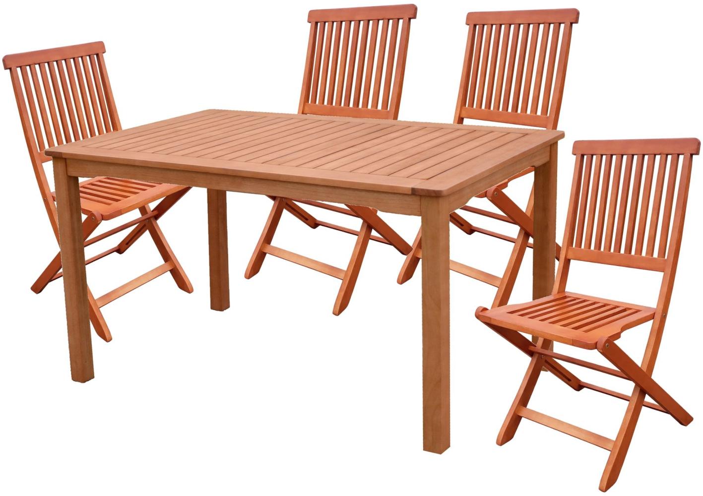 5tlg. Holz Tischgruppe Gartenmöbel Gartentisch Stuhl Garten Hochlehner Tisch Bild 1