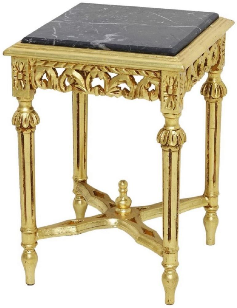 Casa Padrino Barock Beistelltisch Gold / Schwarz - Prunkvoller Massivholz Tisch mit Marmorplatte - Barock Wohnzimmer Möbel Bild 1
