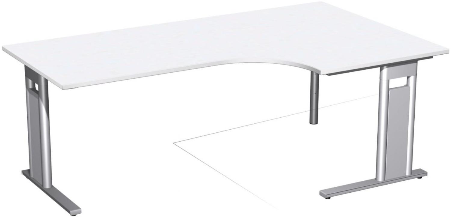 PC-Schreibtisch 'C Fuß Pro' rechts, feste Höhe 200x120x72cm, Weiß / Silber Bild 1
