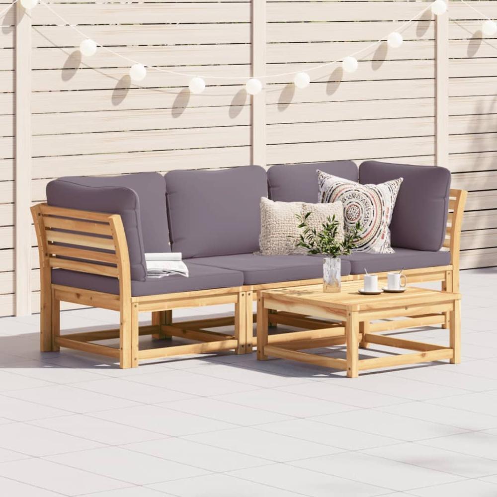 vidaXL 3-tlg. Garten-Lounge-Set mit Kissen Massivholz Akazie Bild 1