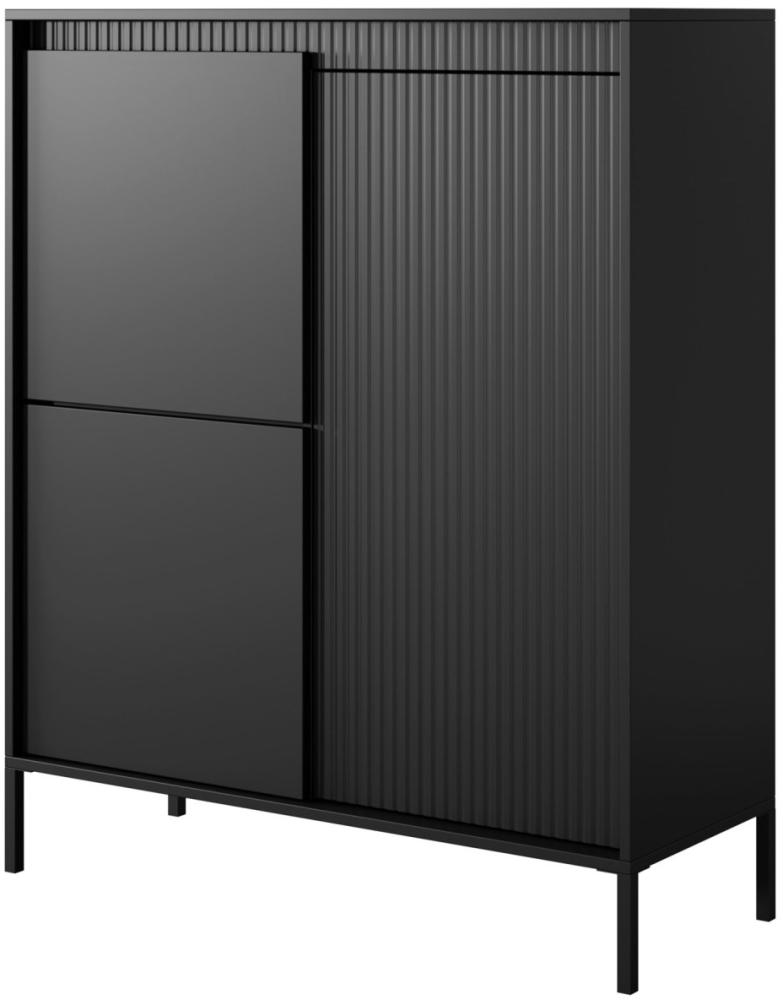 Highboard Senso Kommode104x40x124cm schwarz Grifflos 3-türig Bild 1