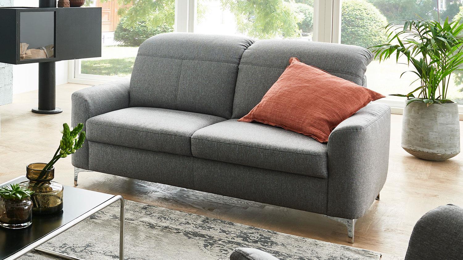 Sofa 2-Sitzer MEMPHIS BASIC Stoff grau Kopfteilverstellung Bild 1
