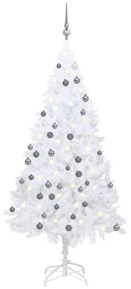 vidaXL Künstlicher Weihnachtsbaum mit LEDs & Kugeln Weiß 180 cm PVC, Mit Beleuchtung [3077713] Bild 1