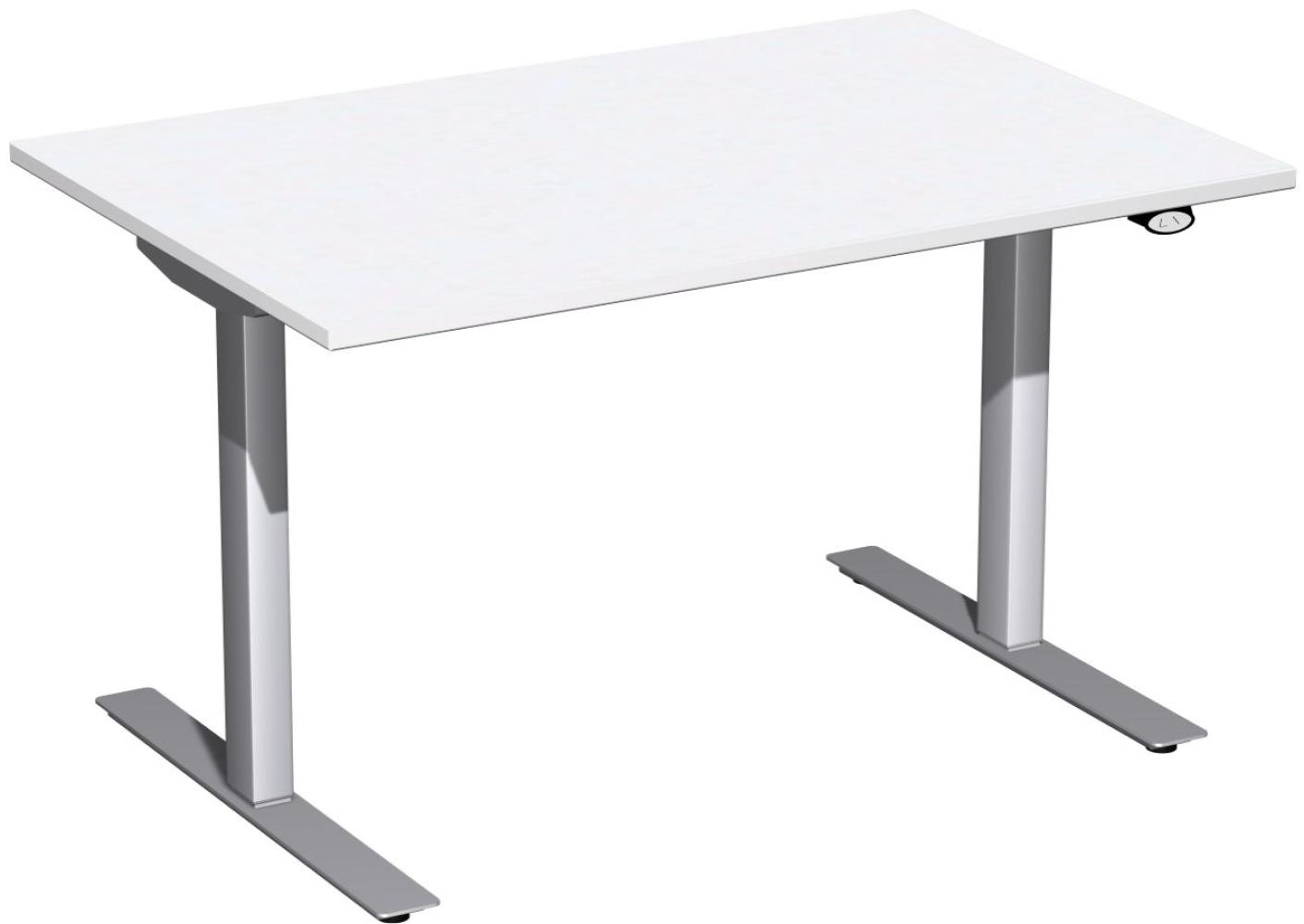 Elektro-Hubtisch 'Flex', höhenverstellbar, 120x80x68-116cm, gerade, Weiß / Silber Bild 1
