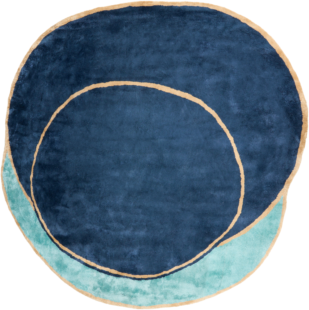 Teppich Viskose marineblau blaugrün 200 x 200 cm Kurzflor KANRACH Bild 1