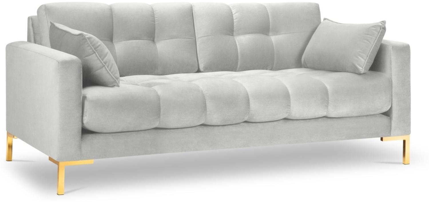 Micadoni 2-Sitzer Samtstoff Sofa Mamaia | Bezug Silver | Beinfarbe Gold Metal Bild 1