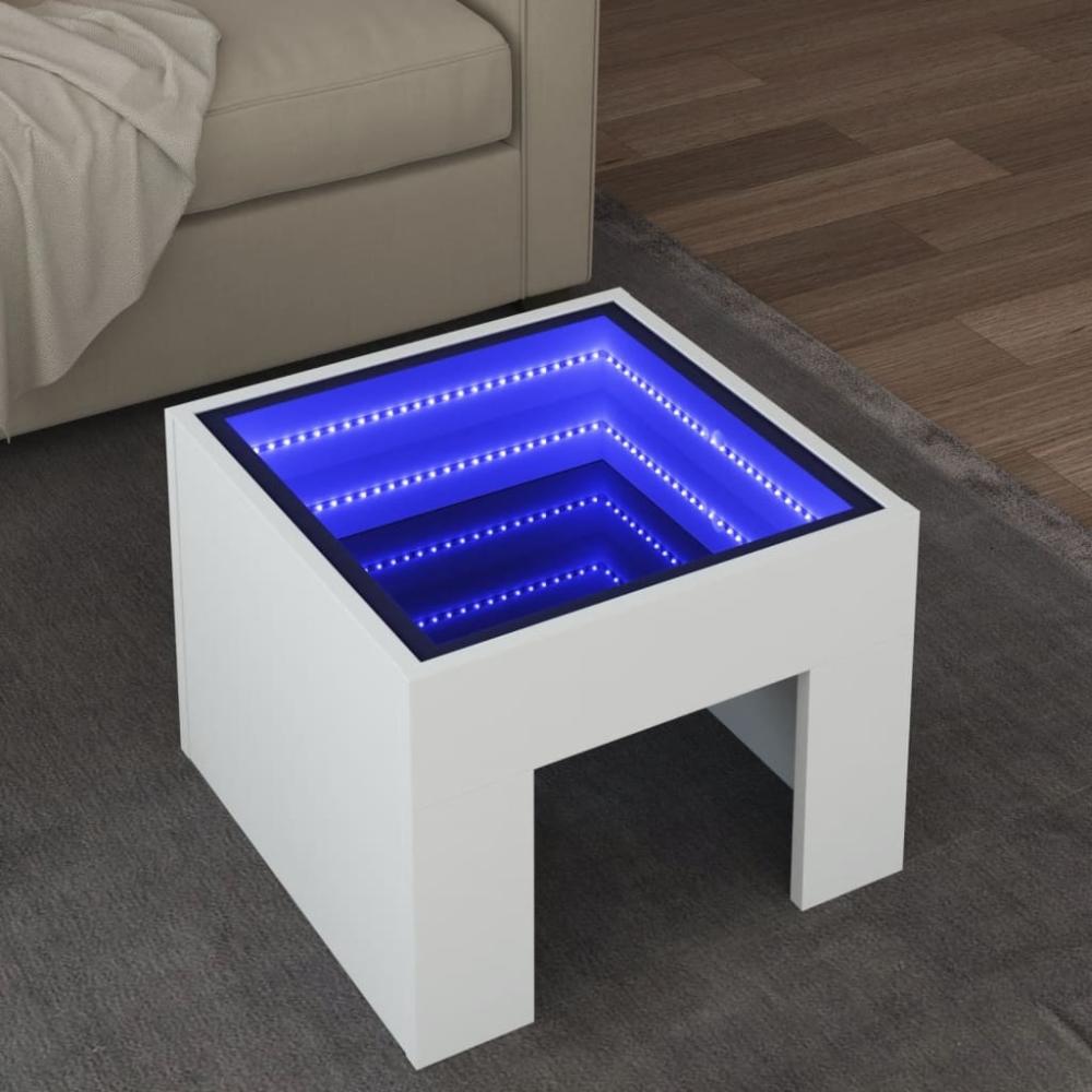 Couchtisch mit Infinity-LED Weiß 40x40x30 cm 847595 Bild 1