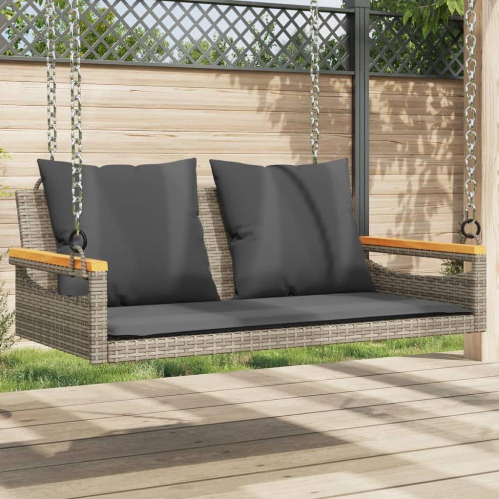 vidaXL Hängebank mit Kissen Grau 109x62x40 cm Poly Rattan 368147 Bild 1