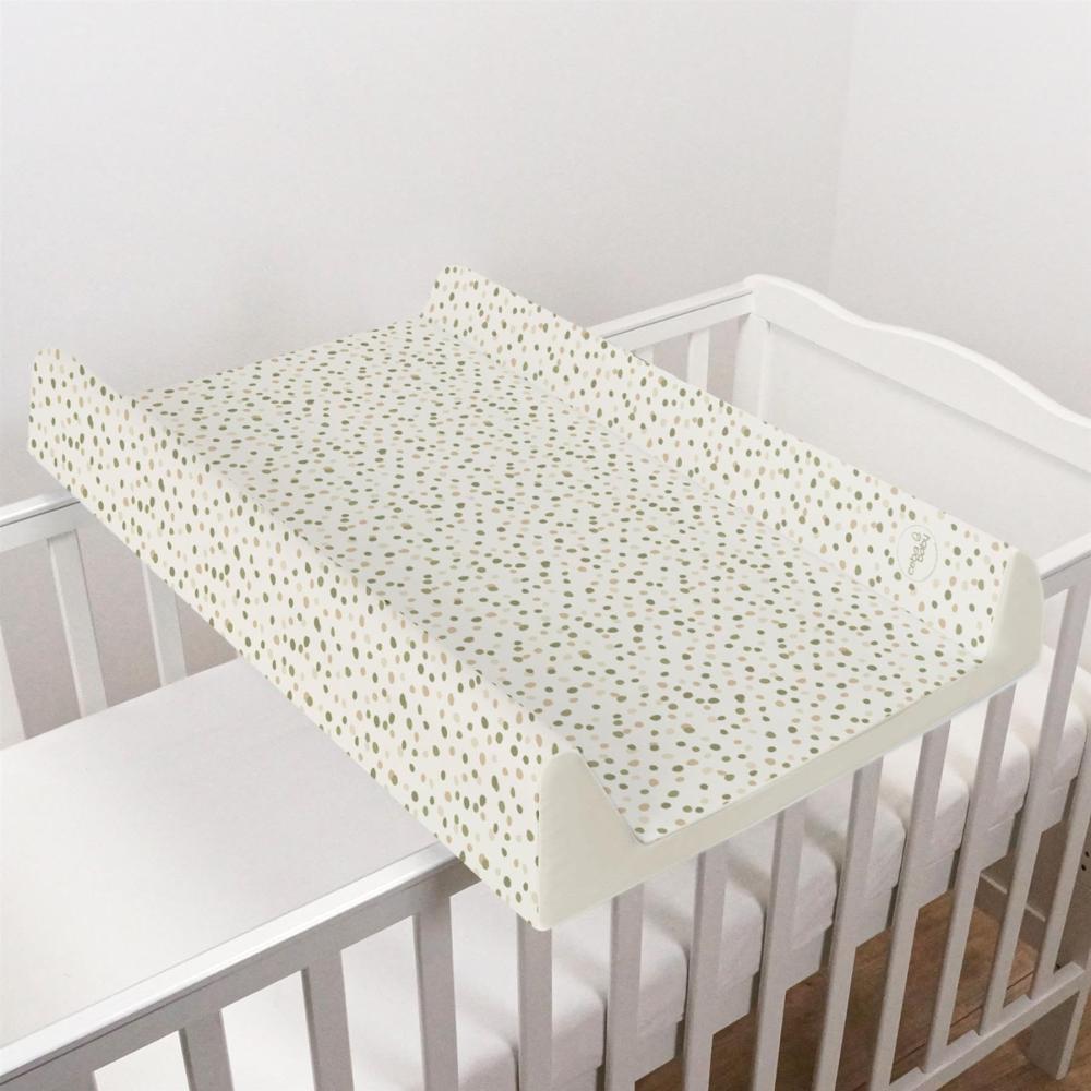 Baby Hardbase Wickelauflage/Top Changer 70x50 cm passend für 120x60 cm Babybett Unisex Keilabrollwindel Neugeborenes Baby wasserdichte Wickelauflage mit erhöhten Kanten (Punkte) Bild 1