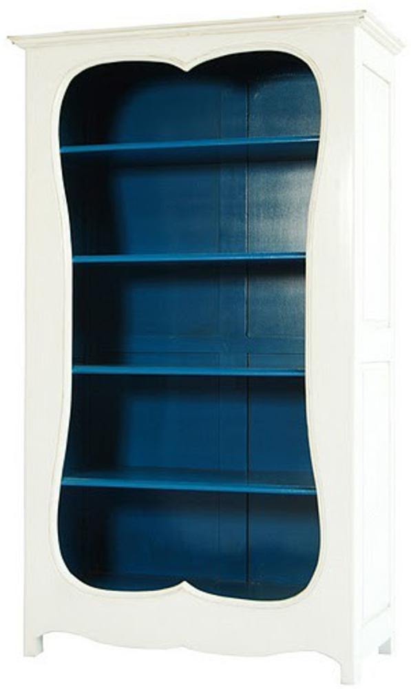 Casa Padrino Barock Bücherschrank Weiss / Blau B 110 x H 185 cm Bücherregal Regal Schrank Bild 1
