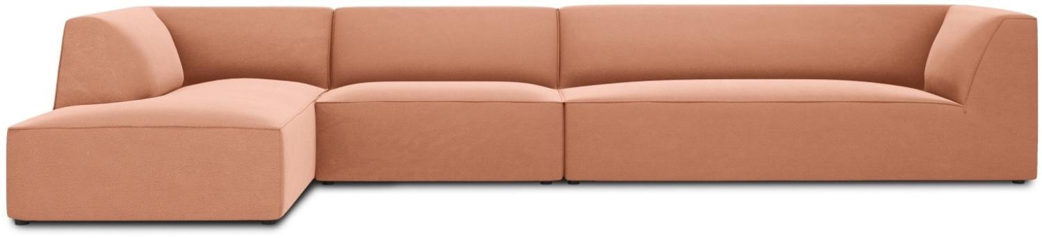 Micadoni 5-Sitzer Samtstoff Modular Ecke links Sofa Ruby | Bezug Pink | Beinfarbe Black Plastic Bild 1