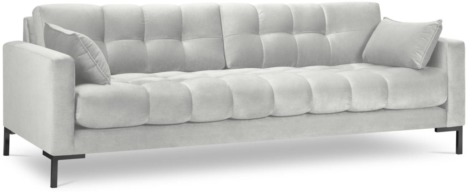 Micadoni 4-Sitzer Samtstoff Sofa Mamaia | Bezug Silver | Beinfarbe Black Metal Bild 1