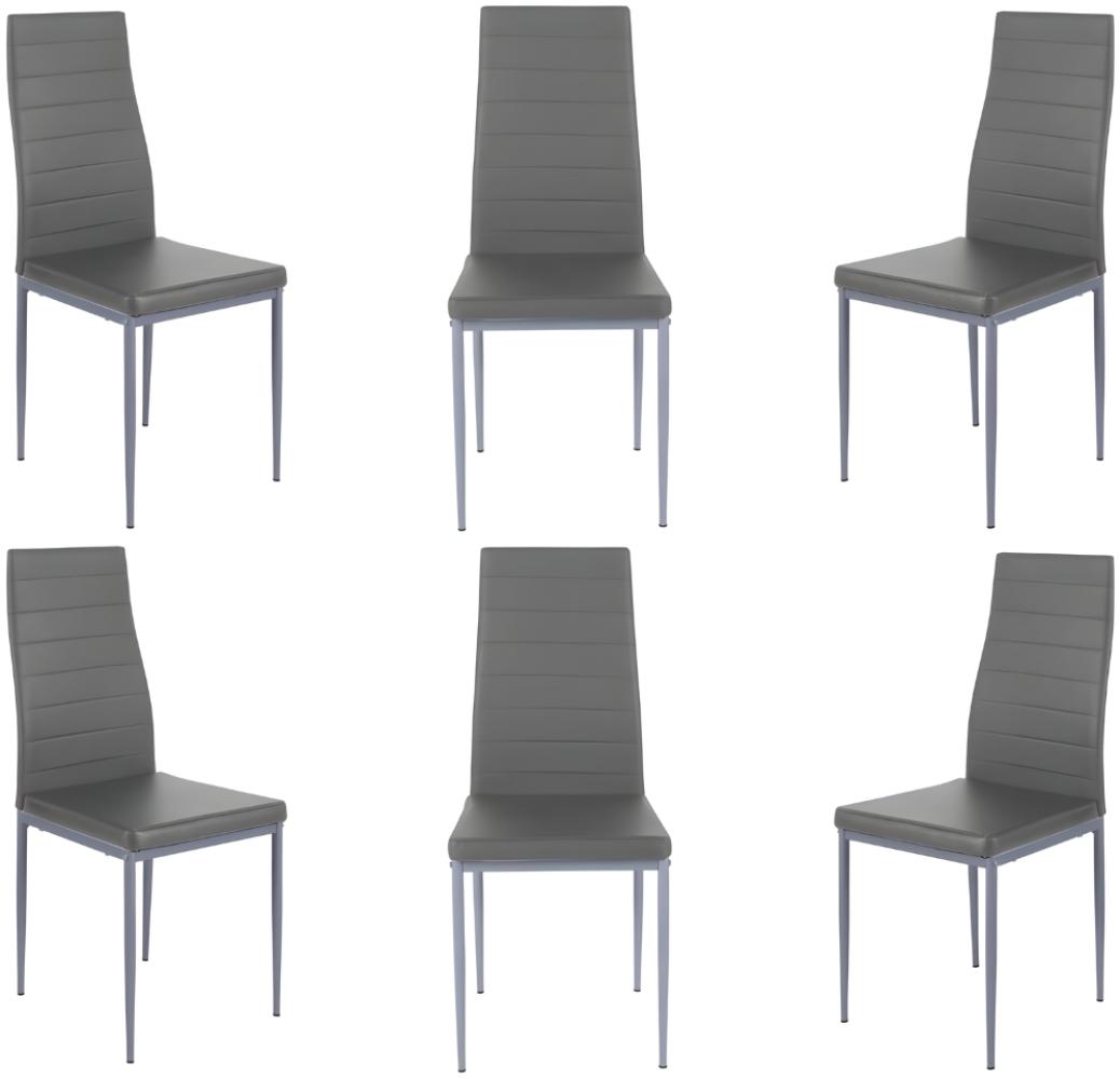 Homexperts 'PEGASUS' Stuhl, 6 Stück, Kunstleder grau, B 41 x H 95 x T 51,5 cm Bild 1