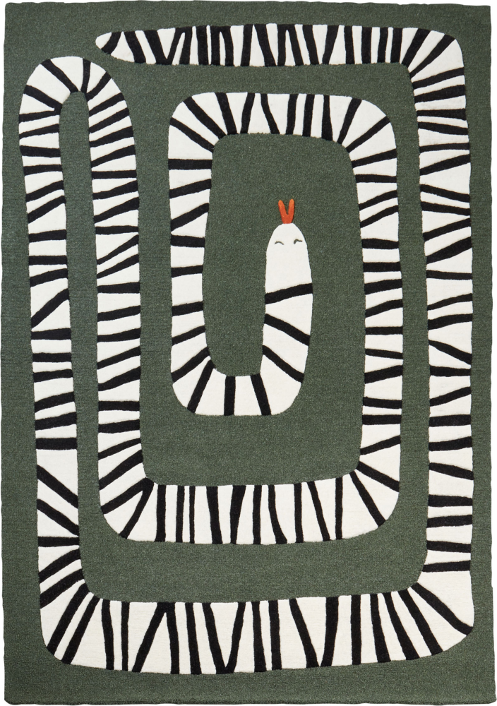 Teppich Wolle dunkelgrün 160 x 230 cm Schlangenmotiv OKAPI Bild 1