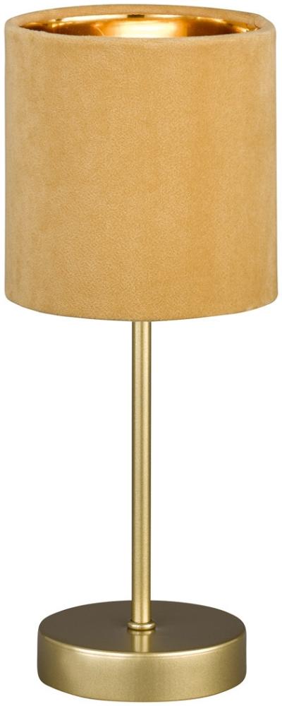 LED Tischlampe mit Lampenschirm Samt Gelb - innen Gold Ø 13cm Bild 1