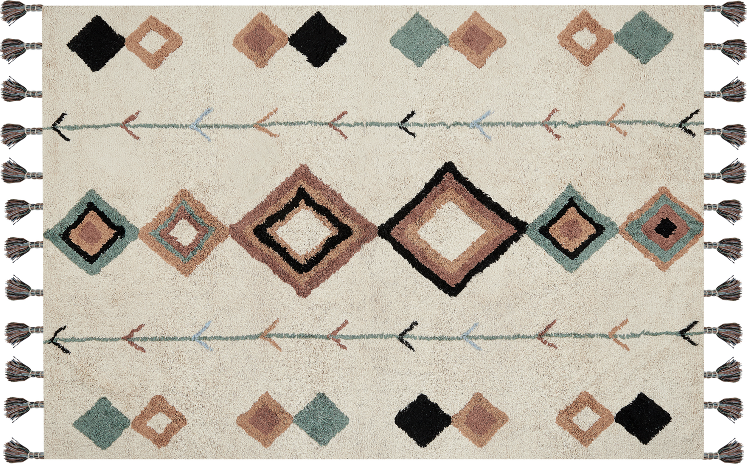 Teppich Baumwolle beige mehrfarbig 160 x 230 cm geometrisches Muster ESKISEHIR Bild 1