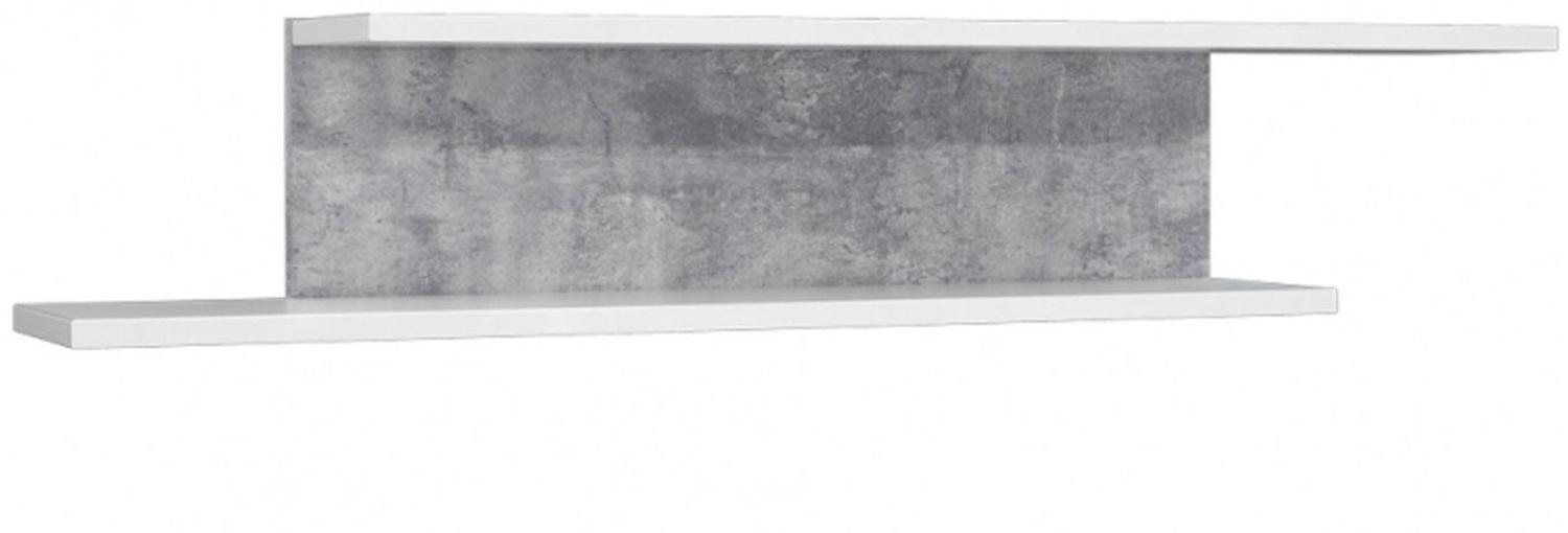Forte 'CANMORE' Wandboard Regal in weiß Hochglanz und Beton grau Bild 1