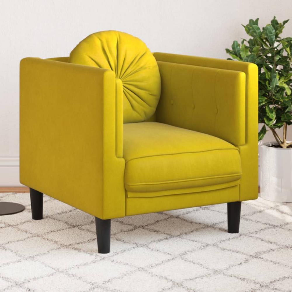Sessel mit Kissen Gelb Samt (Farbe: Gelb) Bild 1