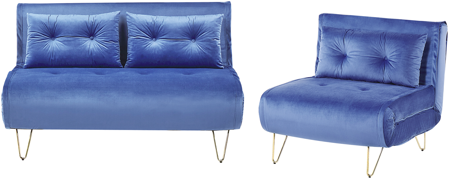 Sofa Set Samtstoff marineblau 3-Sitzer VESTFOLD Bild 1