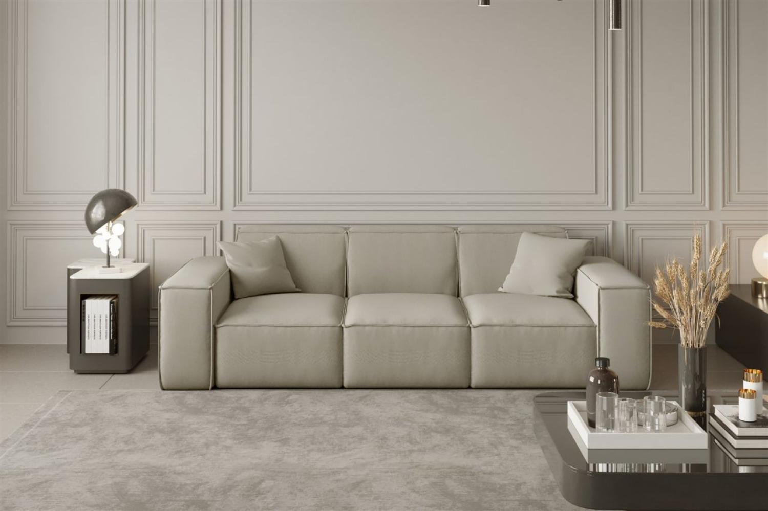 Sofa Designersofa CELES 3-Sitzer in Stoff Opera Velvet Creme Bild 1