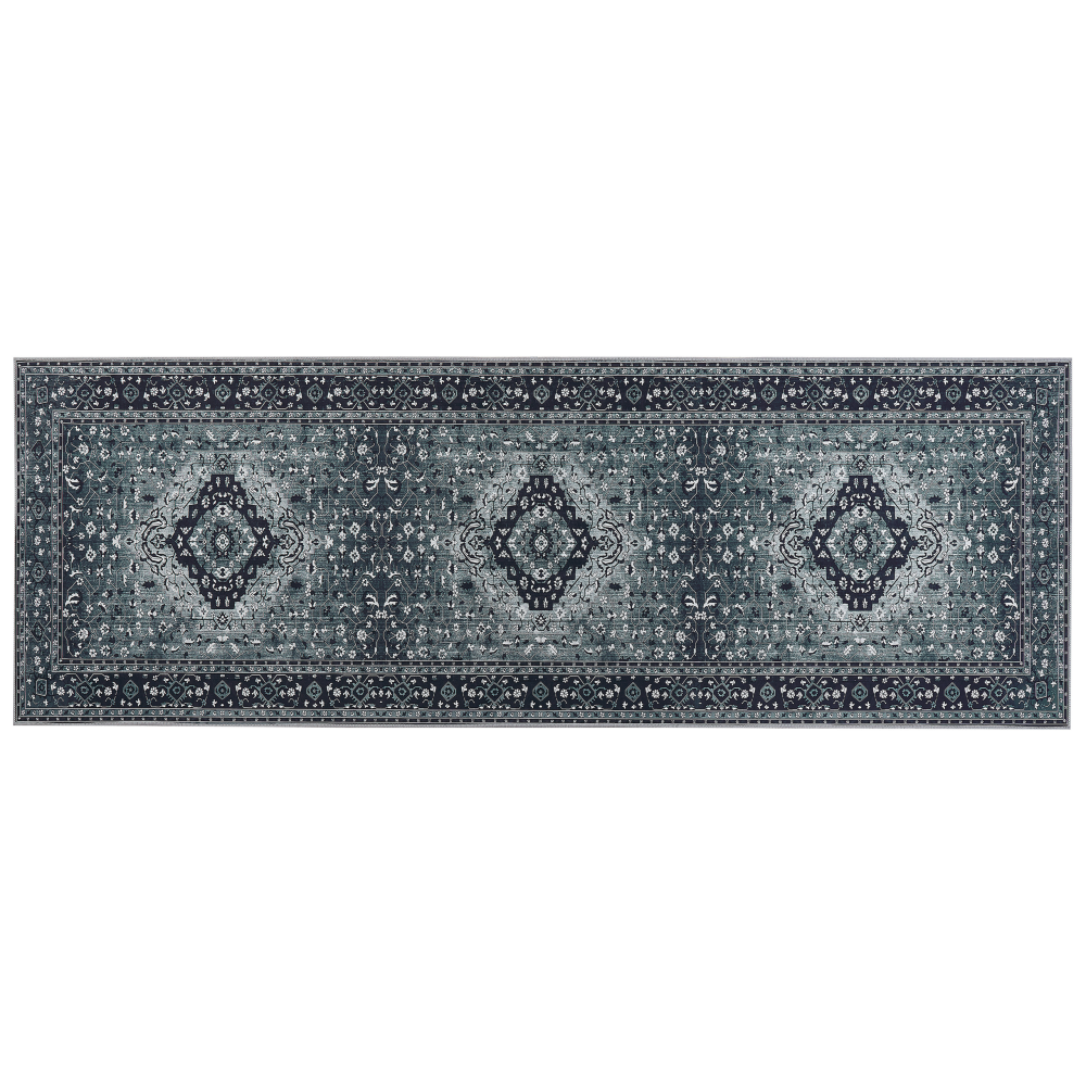 Teppich grau orientalisches Muster 70 x 200 cm Kurzflor VADKADAM Bild 1
