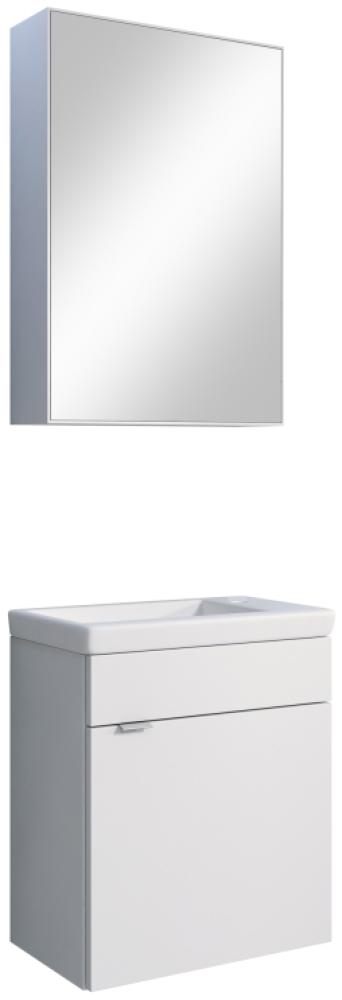 Inter 3 teiliges Badmöbel Set Mia inkl. Waschbeckenschrank, Spiegelschrank, Waschbecken, glanzweiß Bild 1