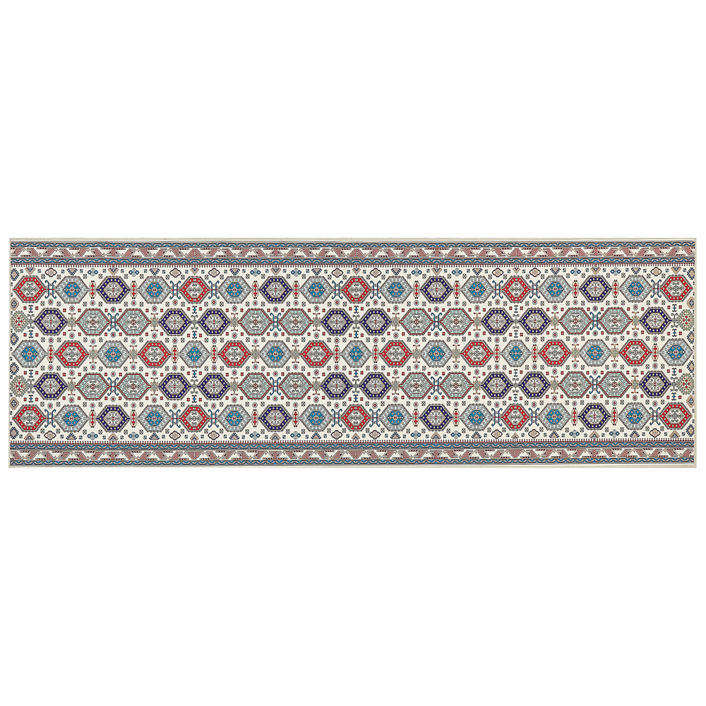 Teppich mehrfarbig 80 x 240 cm orientalisches Muster Kurzflor HACILAR Bild 1
