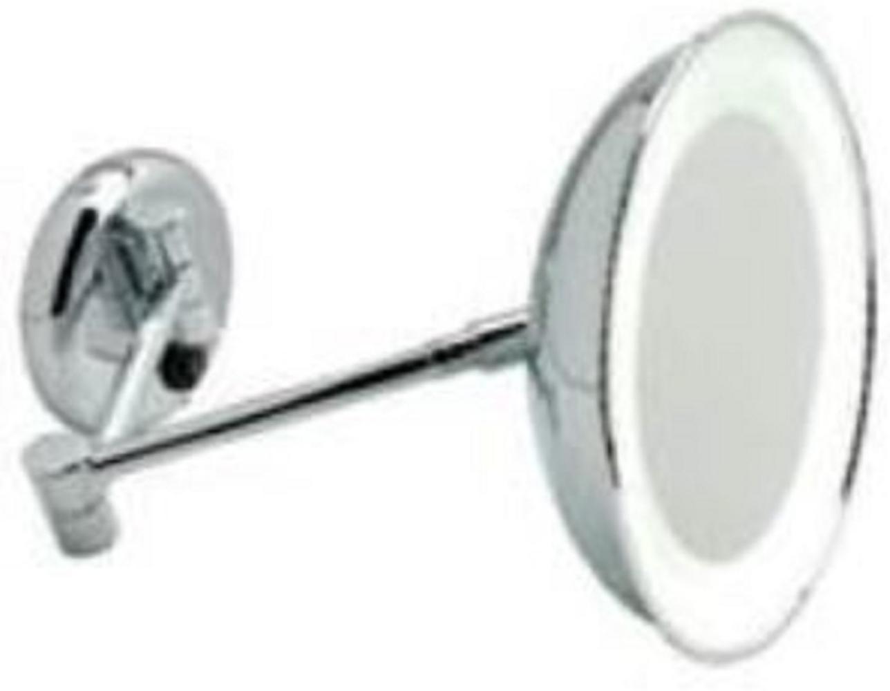Casa Padrino Luxus LED Kosmetik Spiegel Silber Ø 22 x 40 cm - Verstellbarer Kosmetik Wandspiegel - Verchromter Badezimmer Schmink Spiegel - Luxus Badezimmer Accessoires Bild 1