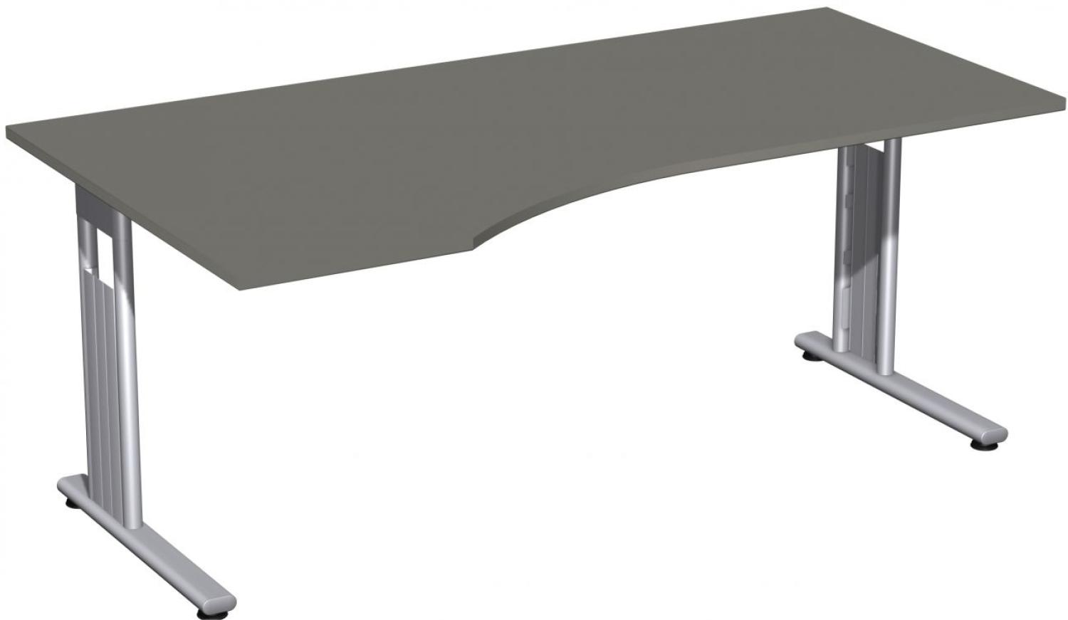 PC-Schreibtisch links, 180x100cm, Graphit / Silber Bild 1