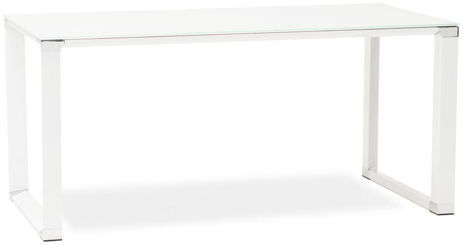 Kokoon Design Schreibtisch Warner Glas Weiß 160x73x80 cm Weiß - 160 x 75 x 80 cm Bild 1