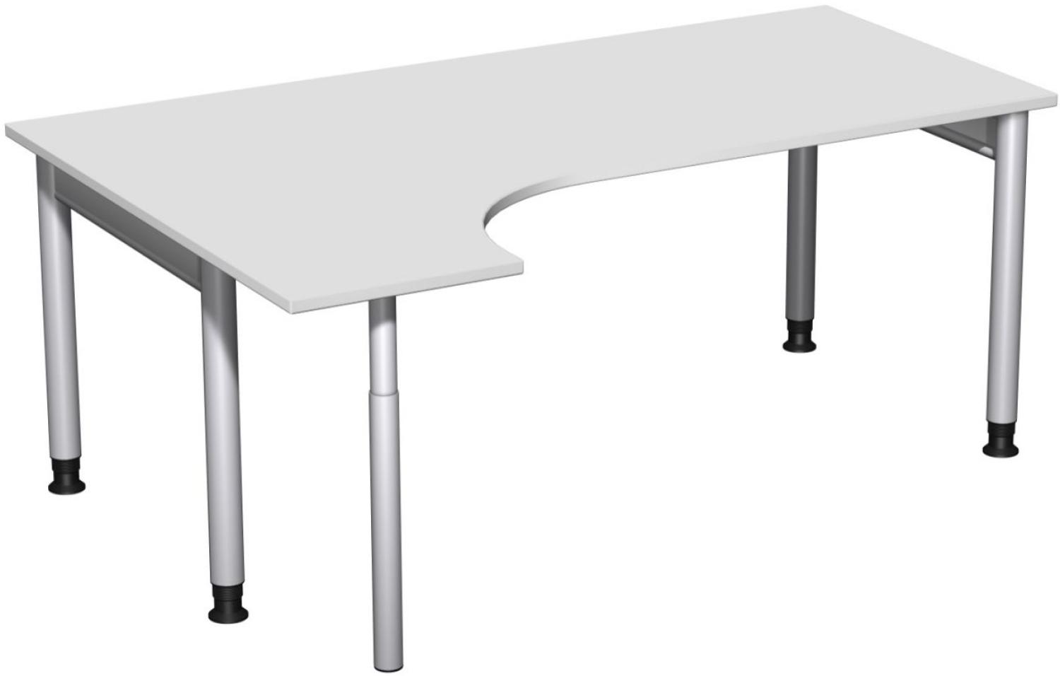 PC-Schreibtisch '4 Fuß Pro' links, höhenverstellbar, 180x120cm, Lichtgrau / Silber Bild 1