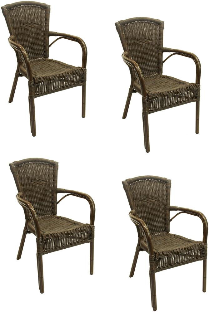 4x KONWAY® COLOMBO Stapelsessel Braun Premium Polyrattan Garten Sessel Stuhl Set Bild 1