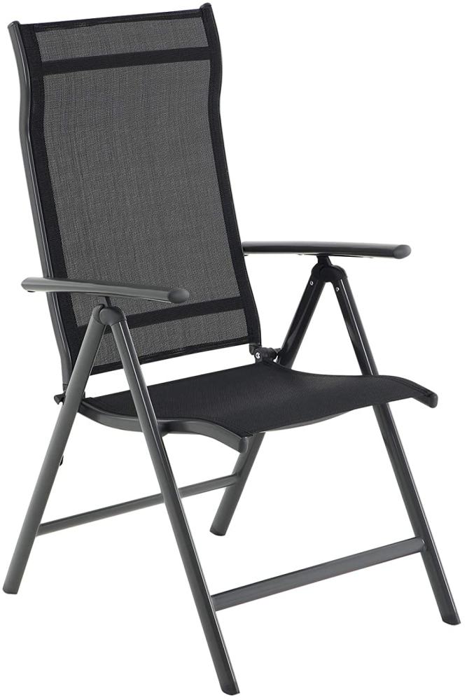 Gartenstuhl, Klappstuhl, Outdoor-Stuhl mit robustem Aluminiumgestell, Rückenlehne 8-stufig verstellbar, bis 150 kg belastbar, schwarz GCB02BK Bild 1