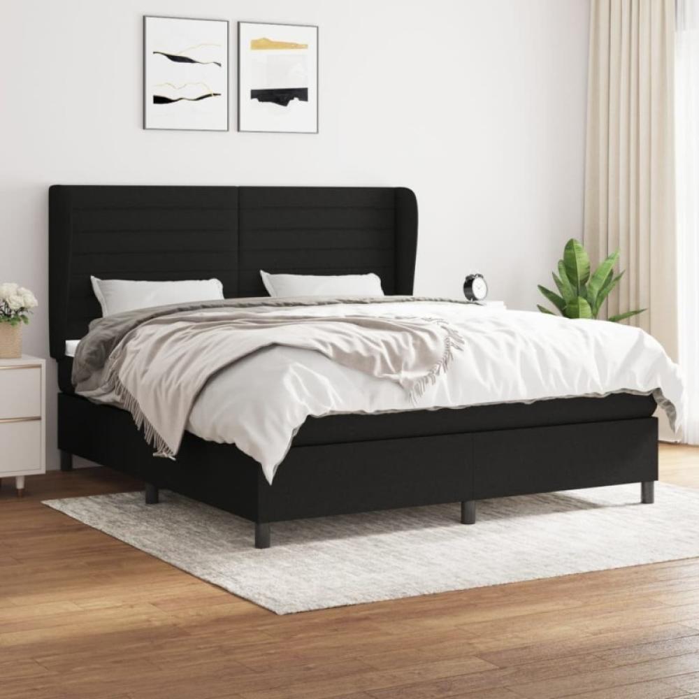 Boxspringbett mit Matratze Schwarz 180x200 cm Stoff (Farbe: Schwarz) Bild 1