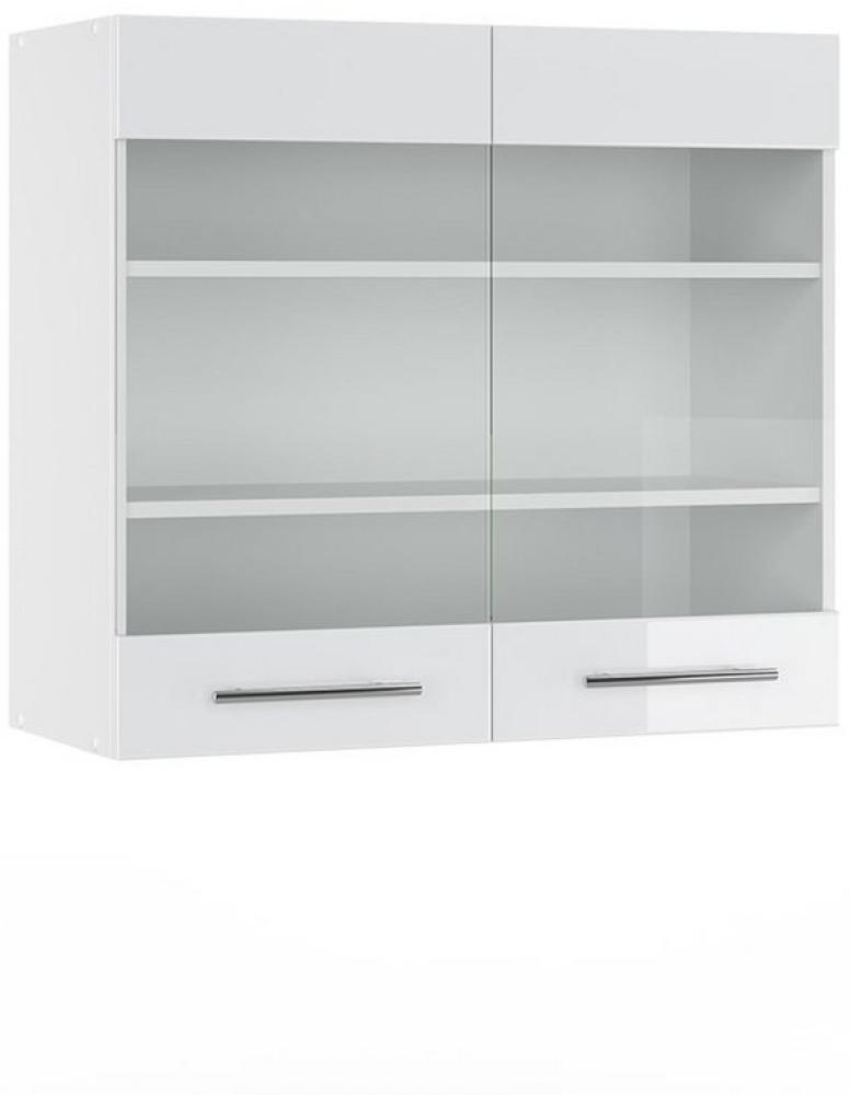 Vicco Küchenschrank Hängeschrank Unterschrank Küchenzeile Hochglanz Fame-Line (Weiß Hochglanz, Hängeglasschrank 80 cm) Bild 1