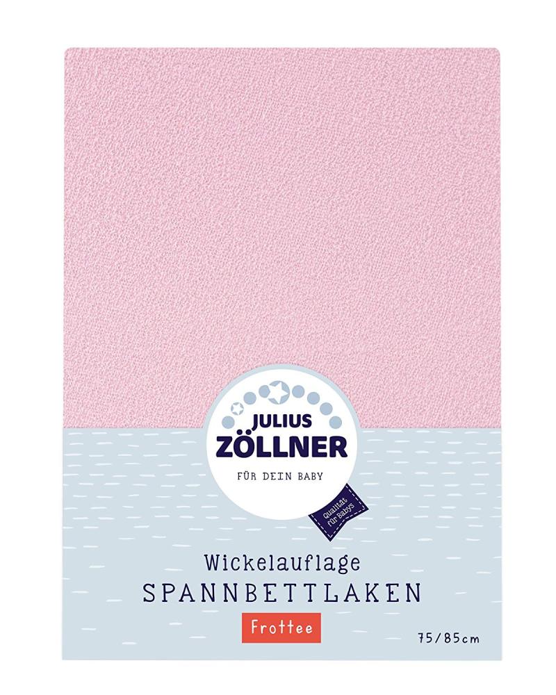 Julius Zöllner 8390449760 Spanntuch für die Wickelauflage, 75 x 85 cm, Frottee, rosa Bild 1