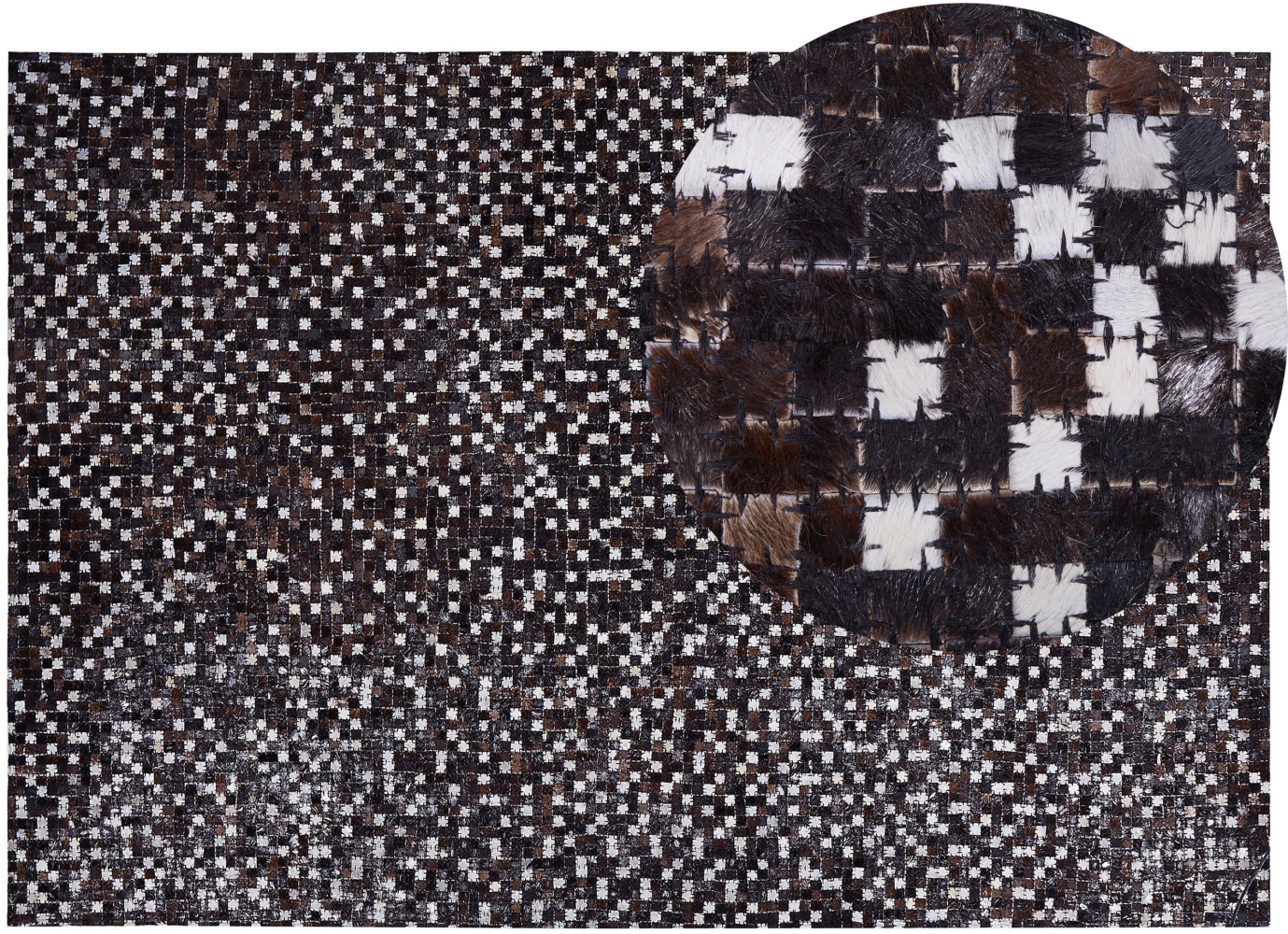 Teppich Kuhfell braun / silber 160 x 230 cm geometrisches Muster Kurzflor AKKESE Bild 1