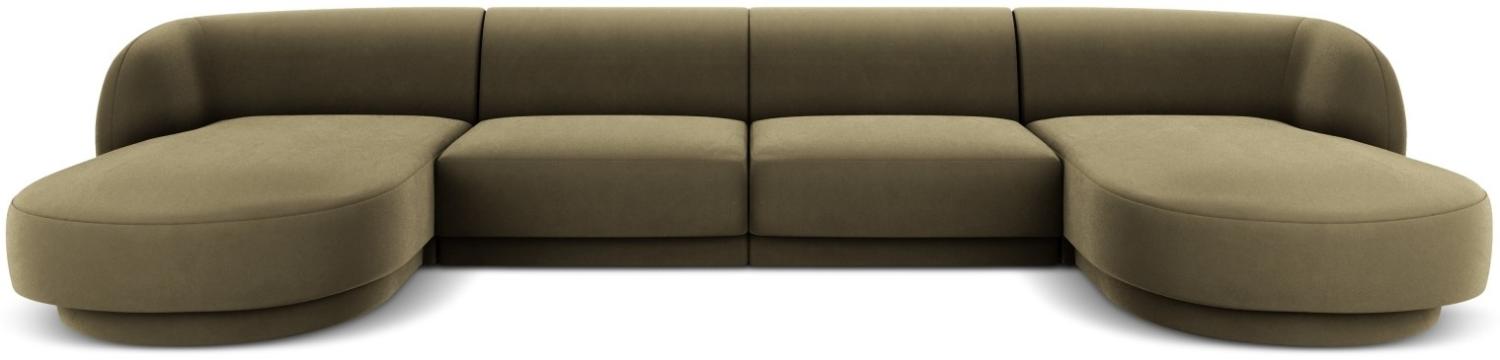 Micadoni 5-Sitzer Samtstoff Panorama Sofa Miley | Bezug Green | Beinfarbe Black Plastic Bild 1
