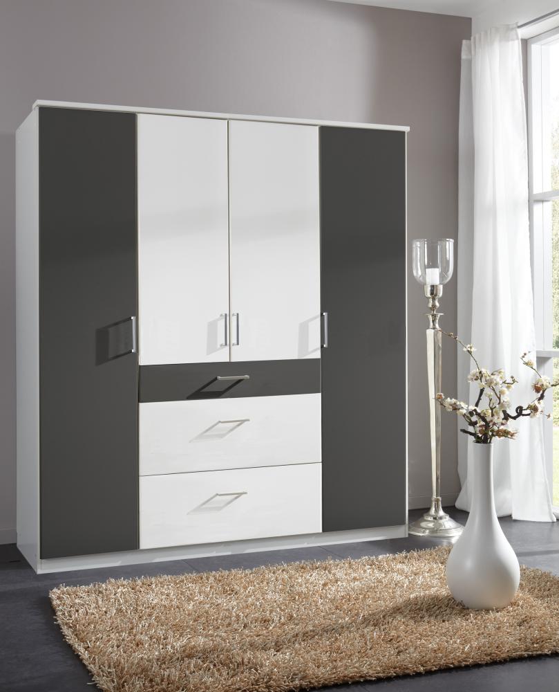 Kleiderschrank >Click< (B/H/T: 180x198x58 cm) in Weiß - 180x198x58cm (BxHxT) Bild 1