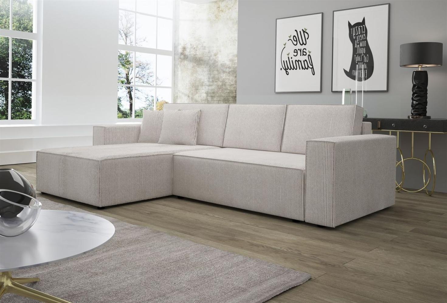 Ecksofa Schlafsofa Sofa CONOR PREMIUM Stoff Poso Altweiß Ottomane Links Bild 1