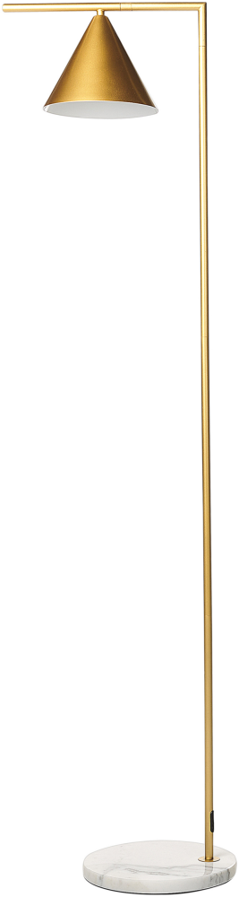 Stehlampe Metall gold 155 cm Kegelform Marmorfuß MOCAL Bild 1
