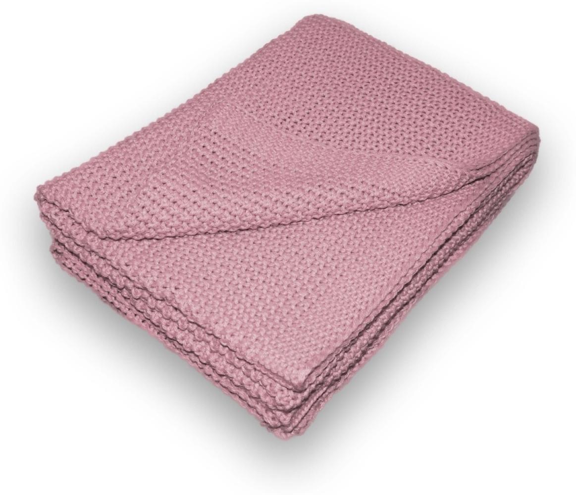 Traumhaft gut schlafen Strickdecke – Kuscheldecke in verschiedenen Farben, 100% Polyester : Rosé, 130x170 cm Bild 1