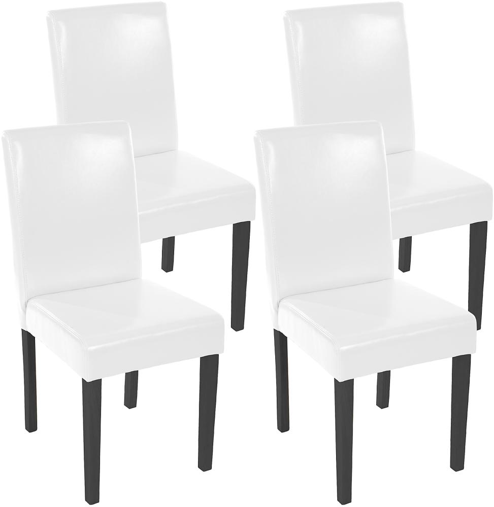 4er-Set Esszimmerstuhl Stuhl Küchenstuhl Littau ~ Kunstleder, weiß dunkle Beine Bild 1