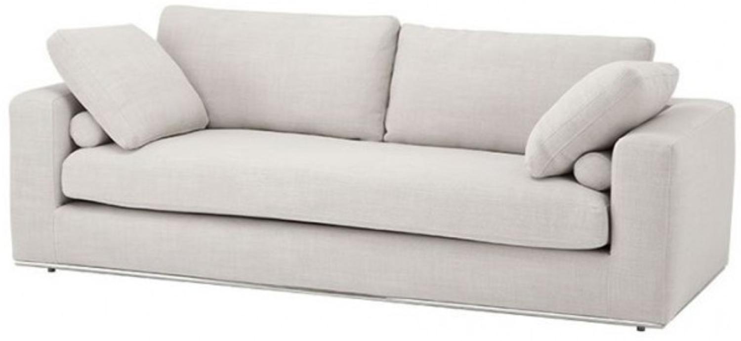 Casa Padrino Luxus Sofa Panama Natural mit poliertem Stahl Sockel - Luxus Kollektion Bild 1
