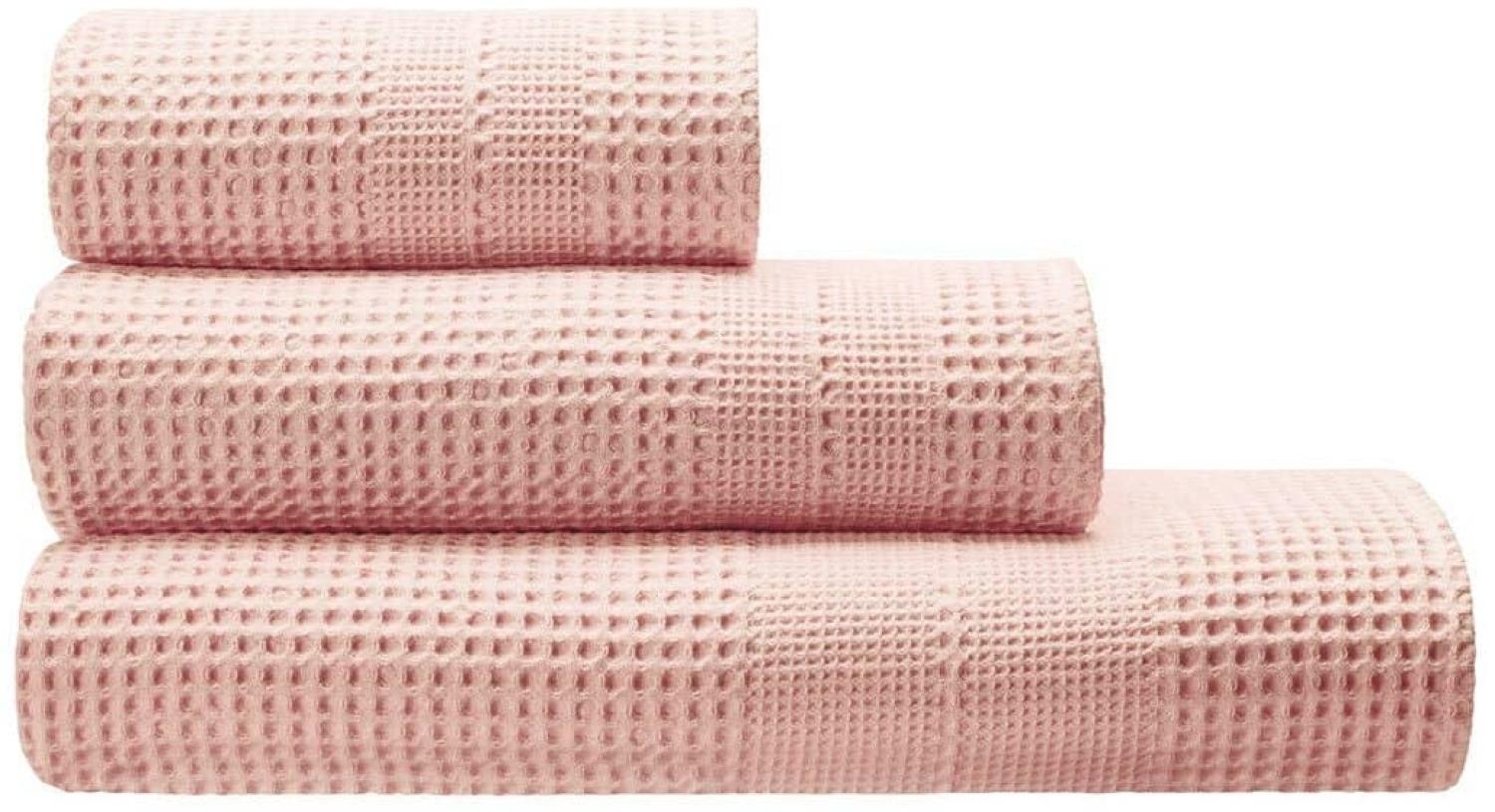 Cotonea Waffelpikee-Handtücher aus Bio Baumwolle | Duschtuch 70x140 cm | rouge Bild 1