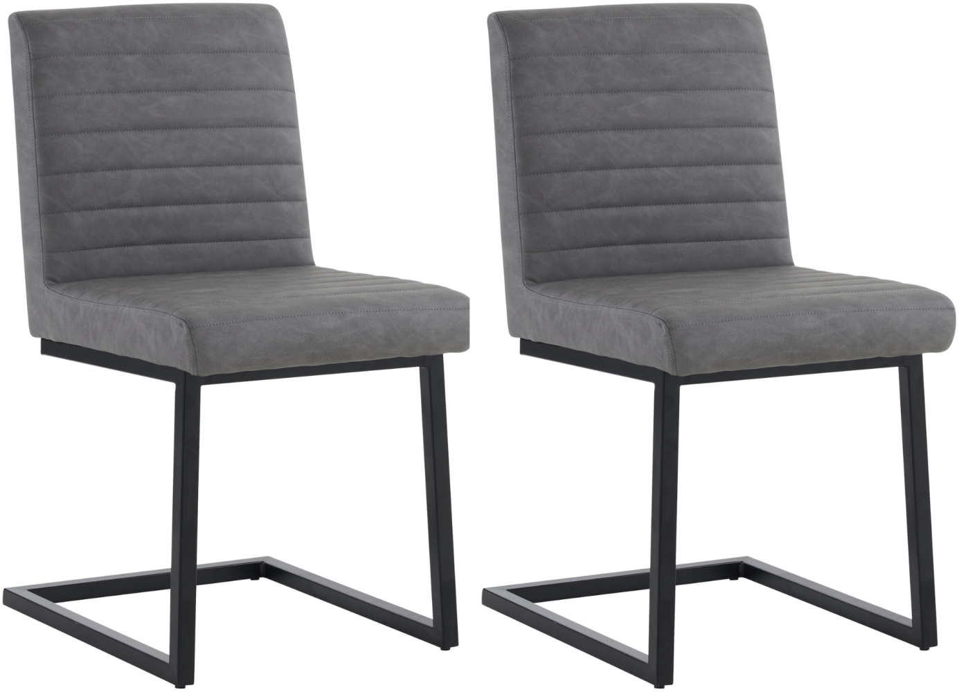 Merax 2er Set Esszimmerstühle, Gepolsterter Stuhl mit zickzackförmige Metallbeine, Moderner Lounge-Stuhl, Kunstleder, grau Bild 1