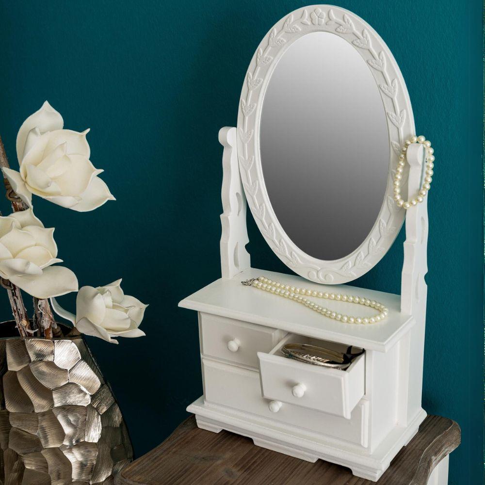 Romantische Spiegel Minikommode NANDO weiss H50cm Landhaus Bild 1